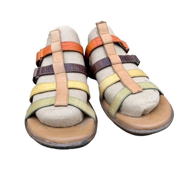 Vintage Born Rue Multicolor Leather Sandals Size 9 - Picture 3 of 14